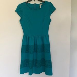 LC Lauren Conrad Teal Capsleeve Dress